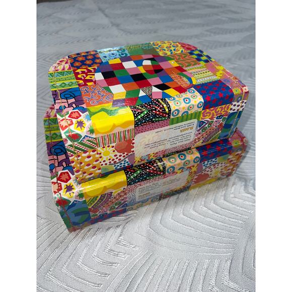 Petit Jour Paris “Elmer” Kids Suitcase Set Colorful Patchwork Elephant Set of 2 - Picture 10 of 13